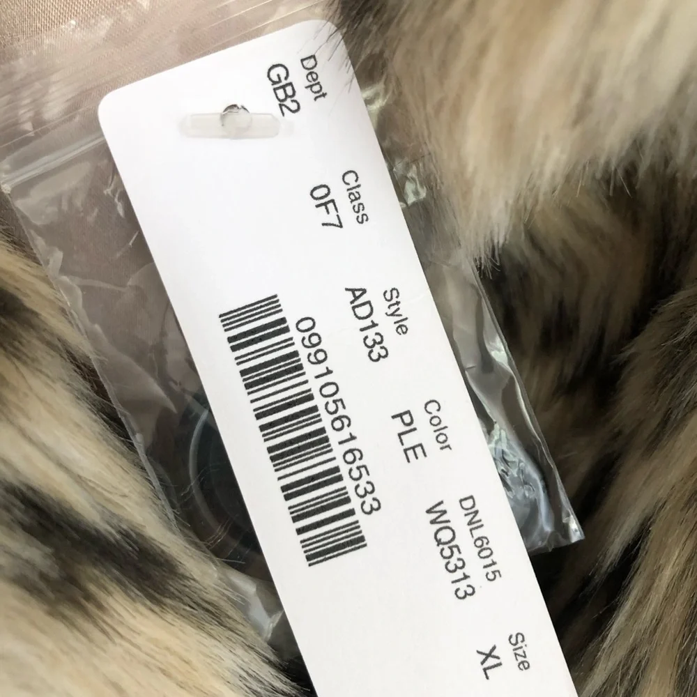 J Crew Faux Fur Leopard Print Coat - Taupe/Black